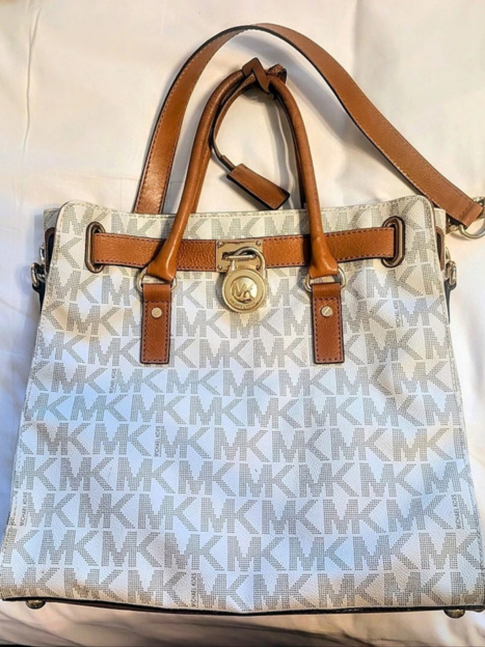 Michael Kors Hamilton Legacy Large Logo and Leather Belted Satchel Belted